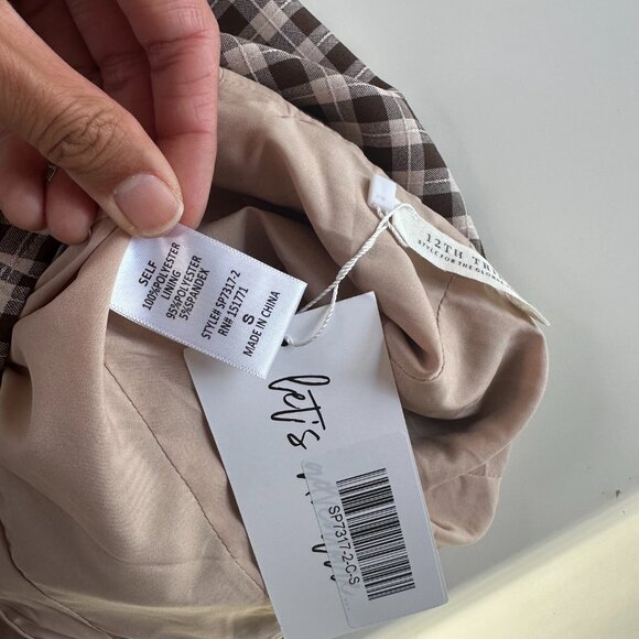 NWTs 12th Tribe Plaid Brown High Rise Straight Leg Pants S - Picture 4 of 6